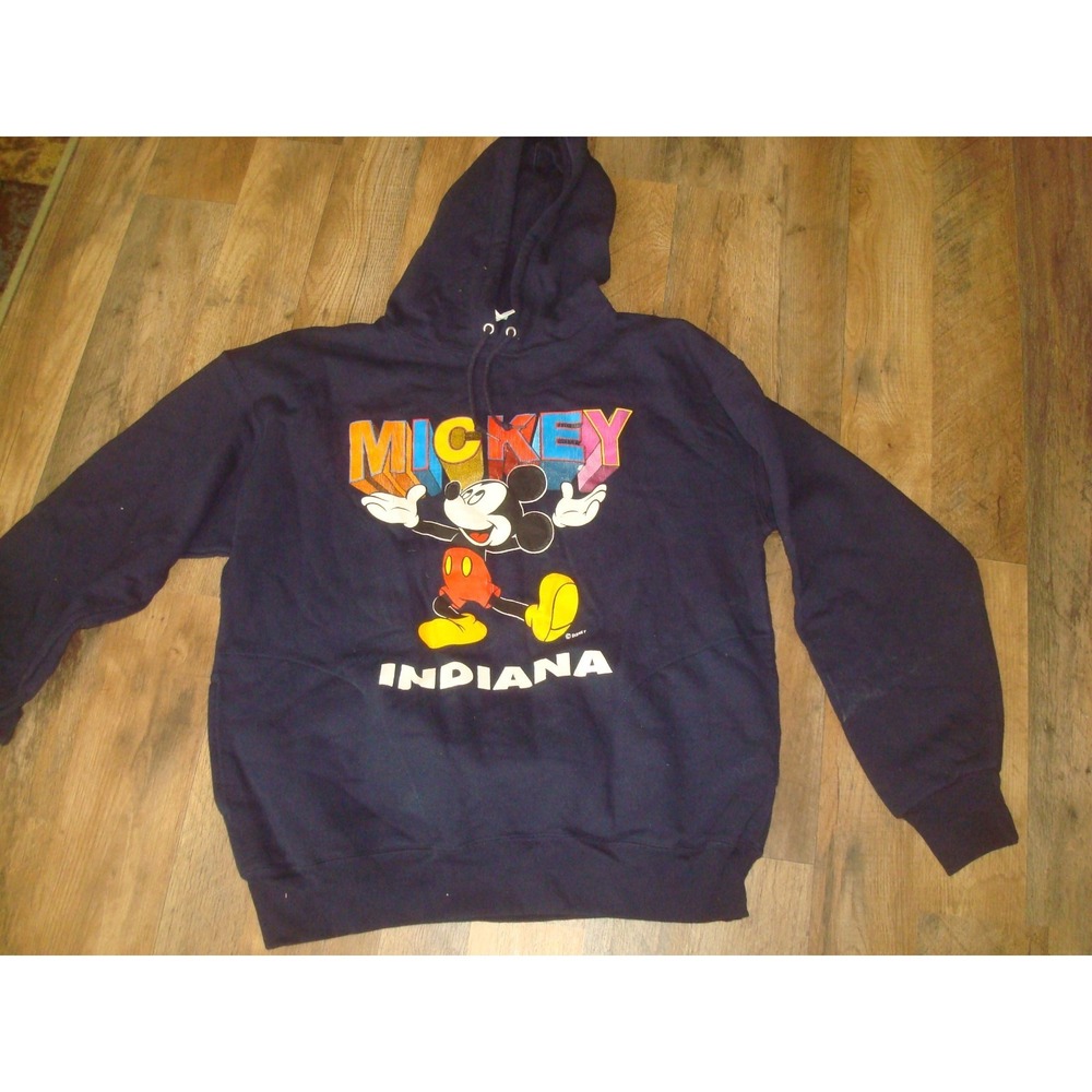 LARGE MICKEY MOUSES HOODIE INDIANA   MENS T-SHIRT SHIRT ‎ DEADSTOCK  VINTAGE ST1